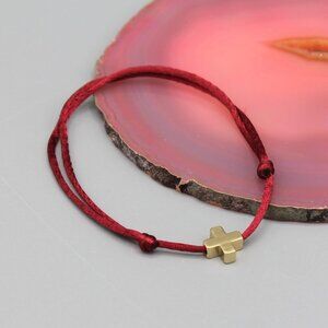 Jewelry cross burgundy string bracelet adjustable fashion delicate brand new